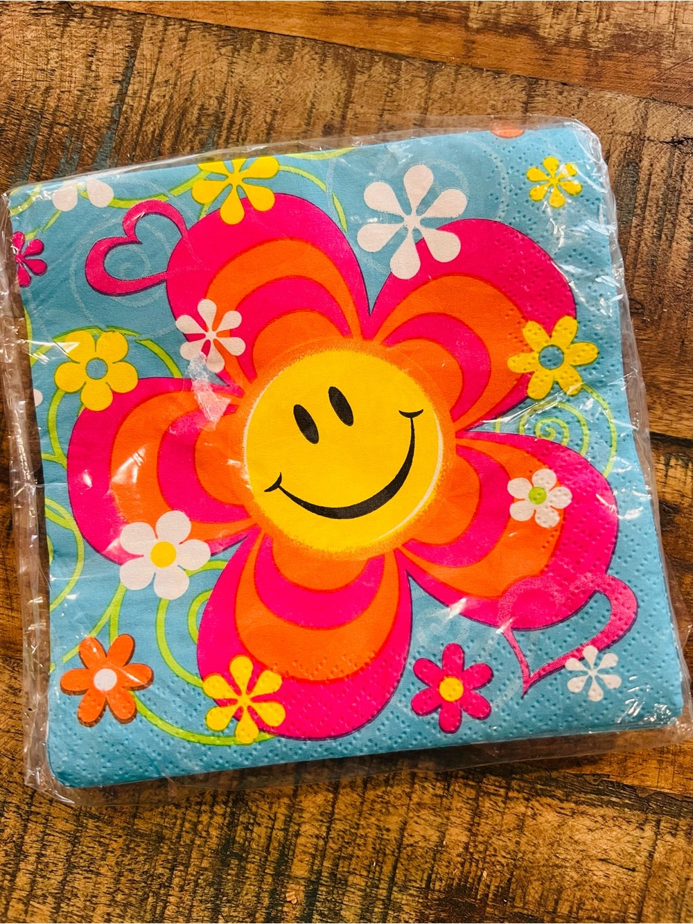 True Vintage 1980s Retro 60s Smiley Flower Power Party Napkins Groovy Awesome